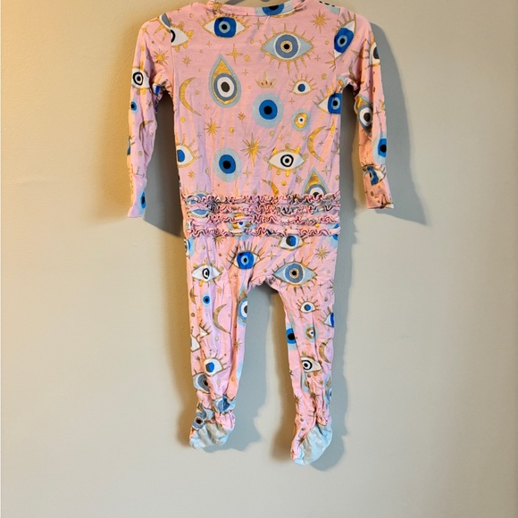 Posh Peanut Pink Footie with Blue Eye Design - Picture 3 of 3